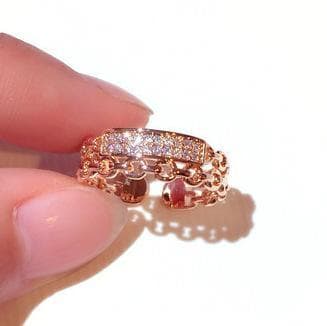Forgyldt evighedsbånd dobbeltring rosé og sølv med diamant