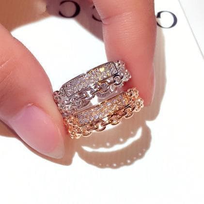 Kullatut ikuisuusnauhat, kaksoisrengas rosé ja hopea timantilla SILVER US 7