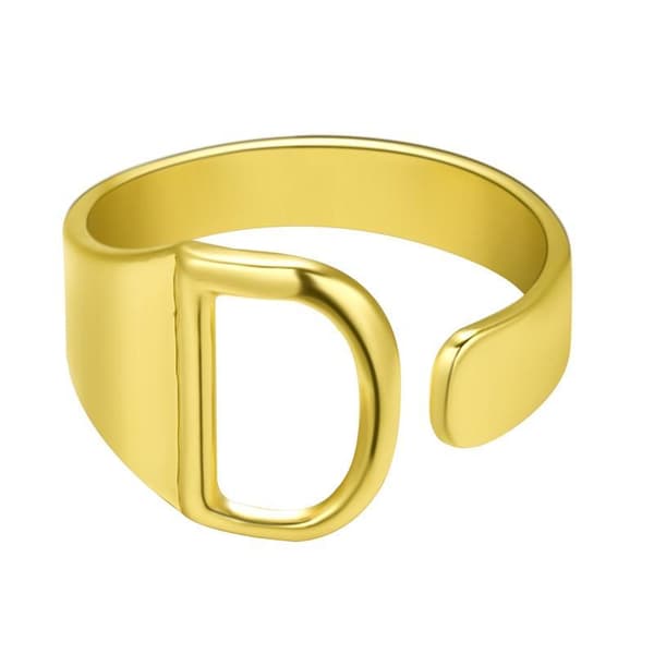 Forgyldt ring med minimalt justerbare bogstaver