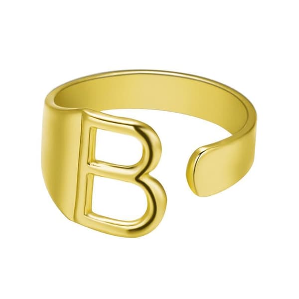 Forgyldt ring med minimalt justerbare bogstaver