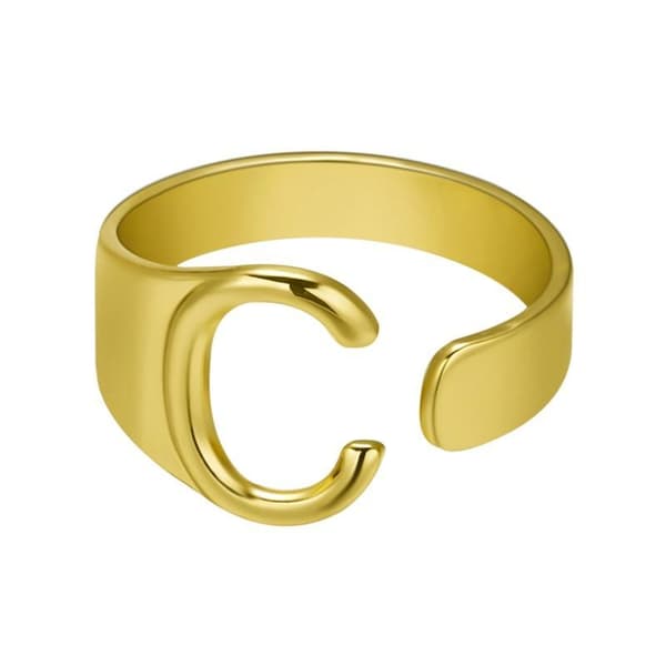 Forgyldt ring med minimalt justerbare bogstaver