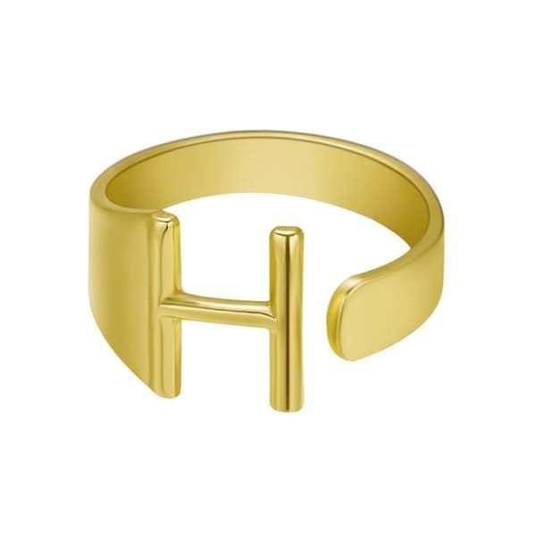 Guldpläterad ring med bokstäver minimalistisk justerbar