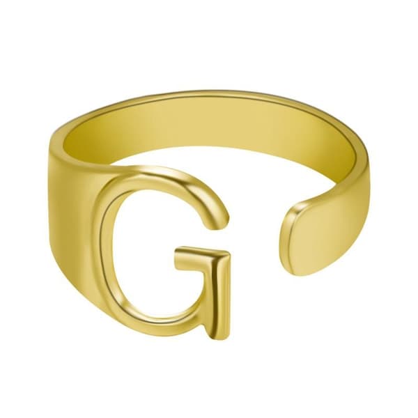 Guldpläterad ring med bokstäver minimalistisk justerbar