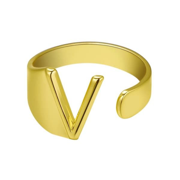 Guldpläterad ring med bokstäver minimalistisk justerbar