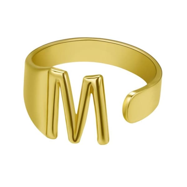 Guldpläterad ring med bokstäver minimalistisk justerbar