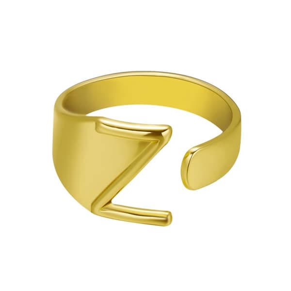 Guldpläterad ring med bokstäver minimalistisk justerbar