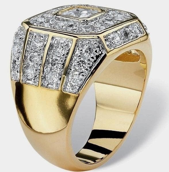Elegant ring för män i guld och stenar kunglig stil