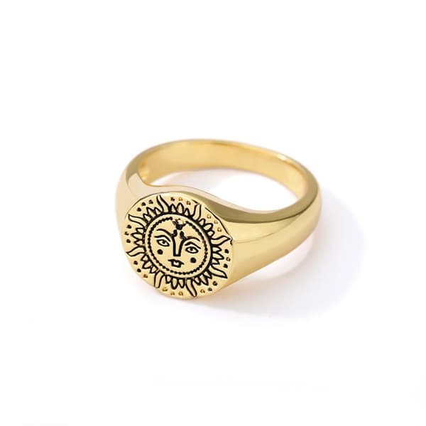 Ring med det onde øje nazar boho æstetisk guld sol motiv