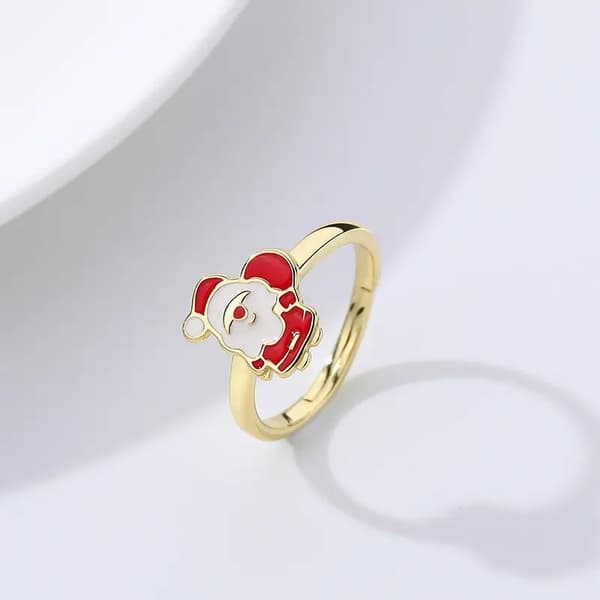 Beautiful funny ring santa with sack red white