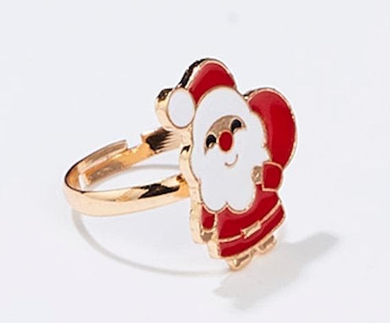 Beautiful funny ring santa with sack red white