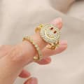 Miniatyrbillede 1 af 4: Ring på kæde med stor glad smiley med zirconia sten