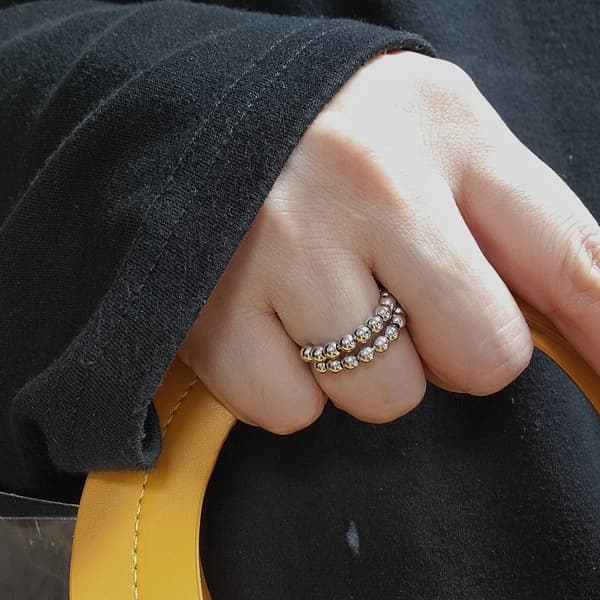 INF Anti-stress ring med 10 drejelige perler kobber sølv 20,5 mm  20.5 mm