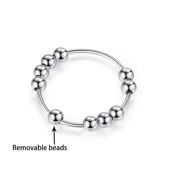 INF Anti-stress ring med 10 drejelige perler kobber sølv 20,5 mm  20.5 mm