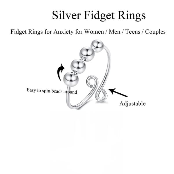 INF Justerbar antistressring med roterbare perler i platinagull