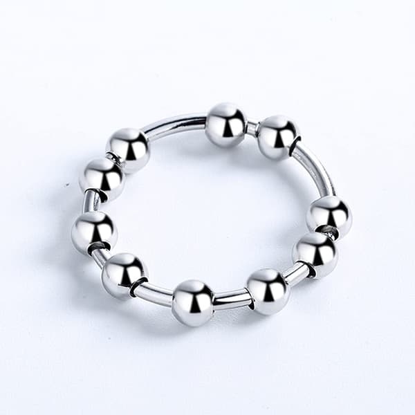 INF Antistressring med 10 roterbare perler kobberplatina  18.5 mm