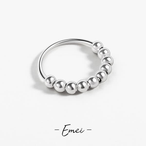INF Antistressring med 10 roterbare perler kobberplatina  18.5 mm