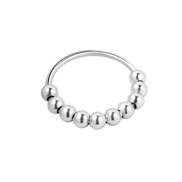 INF Antistressring med 10 roterbare perler kobberplatina  18.5 mm