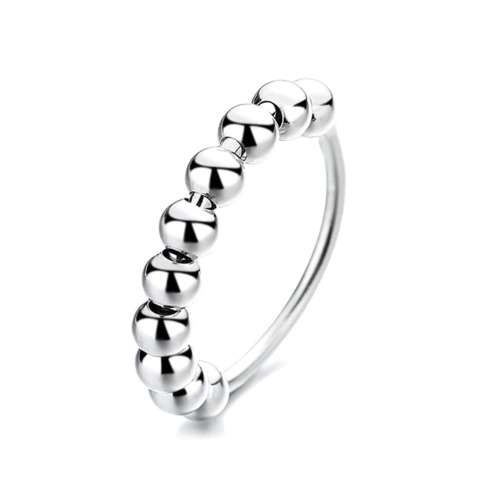 Antistressring med 10 roterbare perler kobberplatina  18.5 mm