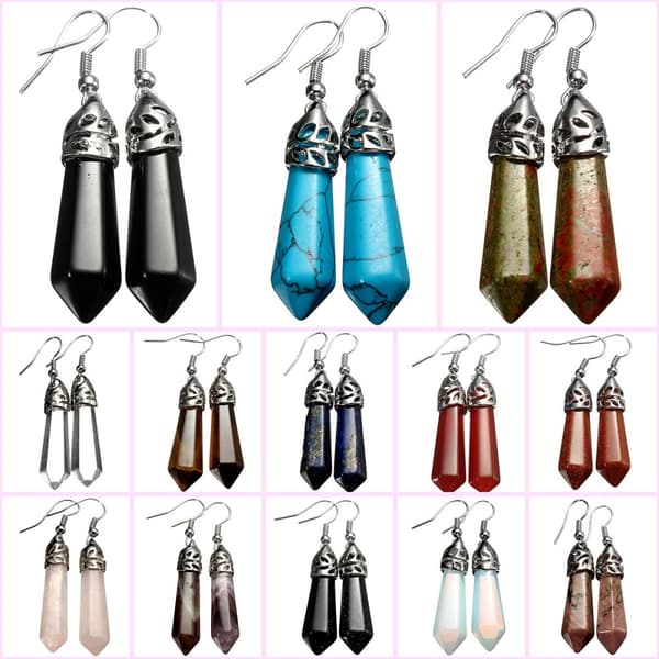 Klassisk Dame Hexagon Crystal Pendulum Stone Column Dingle Ørering Eardrop