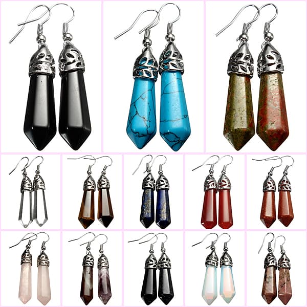 Klassisk Dame Hexagon Crystal Pendulum Stone Column Dingle Ørering Eardrop