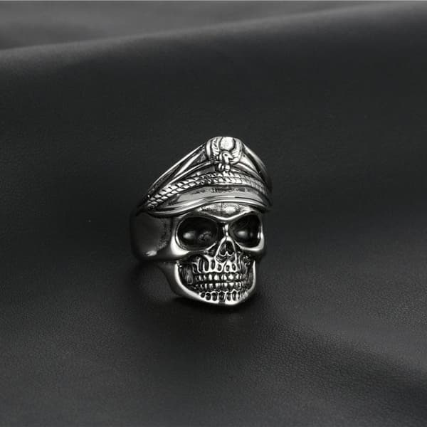 Tyk ring med legion officer skelet i rustfrit stål kranie US 9 - 19 mm i diameter