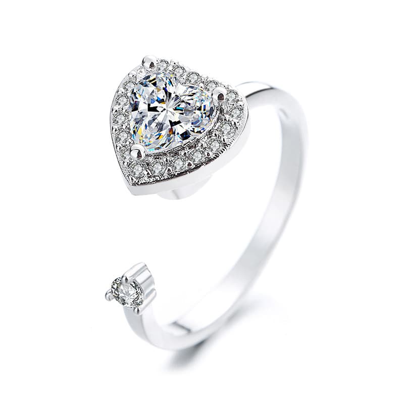 Anti-stressring med hjärta justerbar storlek Silver