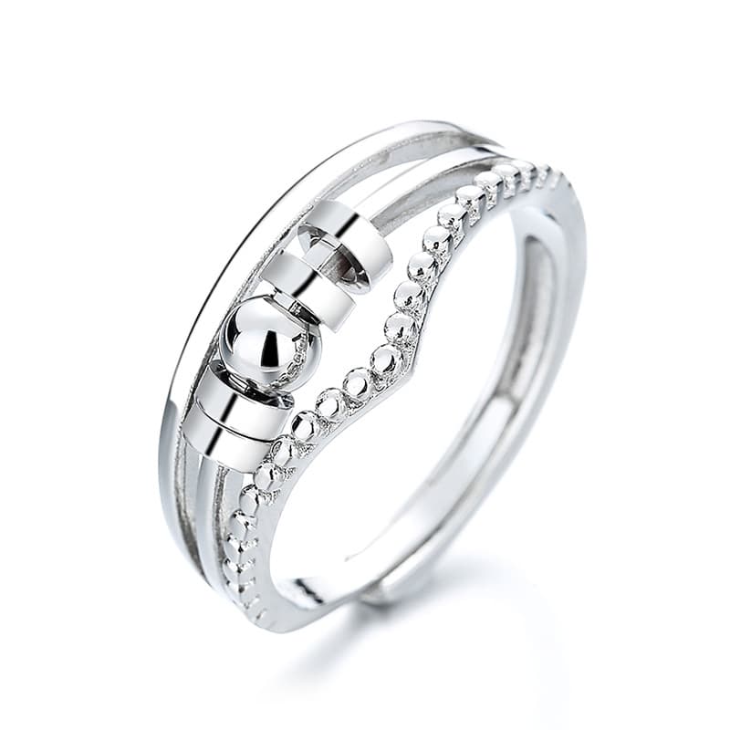 Justerbar antistressring med roterbare perler Sølv