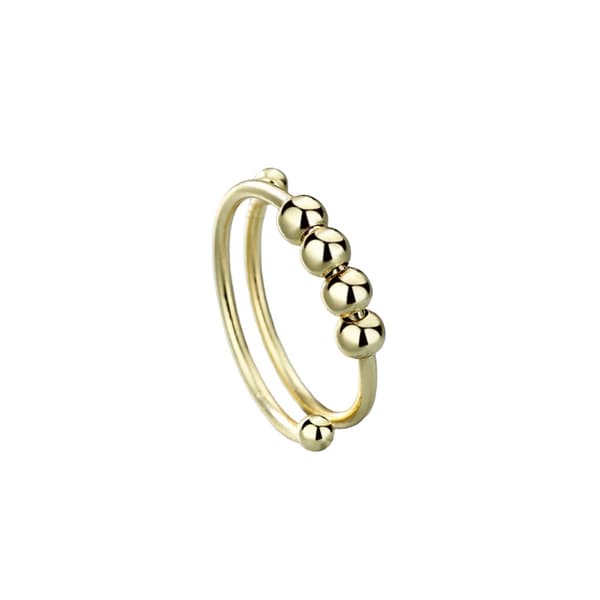 Anti Stress Ring med drejelige perler - Guld