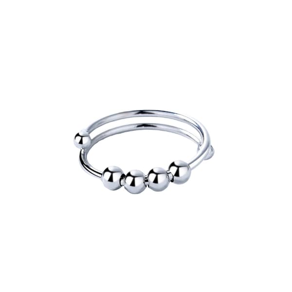 Coil Ring - Anti Stress Ring med Roterande Pärlor Silver