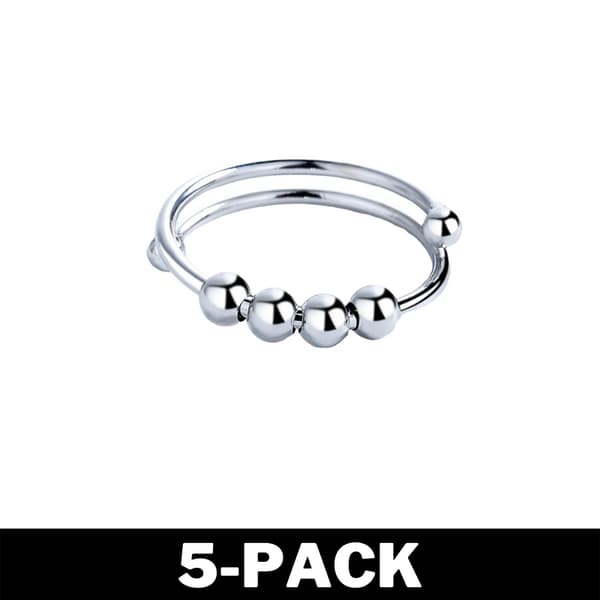 Coil Ring - Anti Stress Ring med Roterande Pärlor Silver 5-Pack