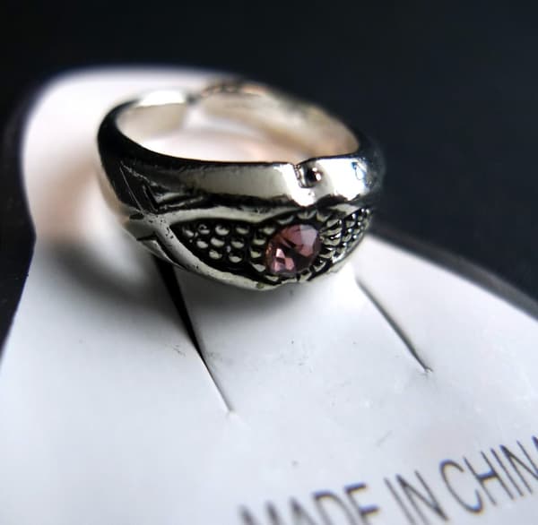 Tåring silverpläterad med rosa sten