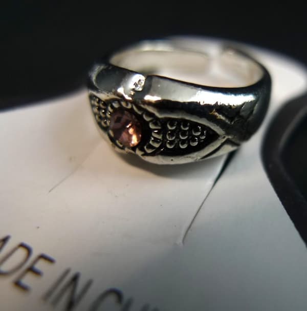 Tåring silverpläterad med rosa sten