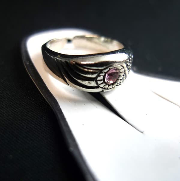 Tåring silverpläterad med rosa sten