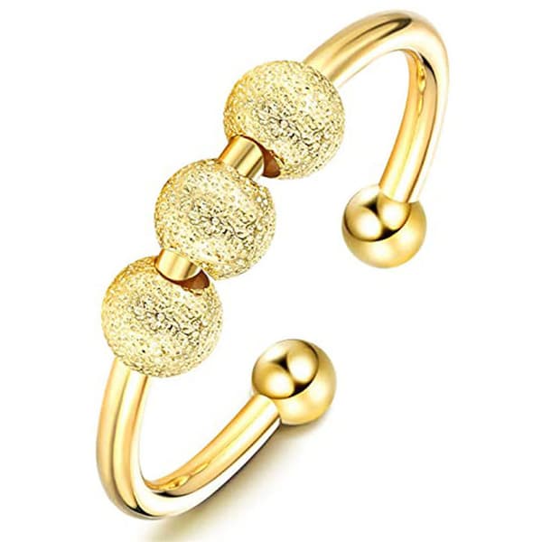 Anti-stress ring justerbar med drejelige perler guld 19mm Guld