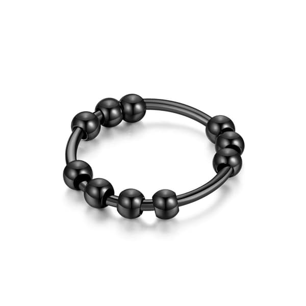 Anti-stress ring med drejelige perler Sort 16.5 mm