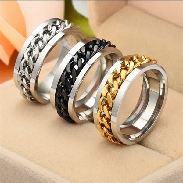 INF Antistressring med roterbart kjede Gull Size 10