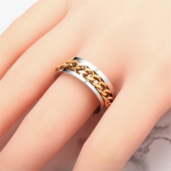 INF Antistressring med roterbart kjede Gull Size 10