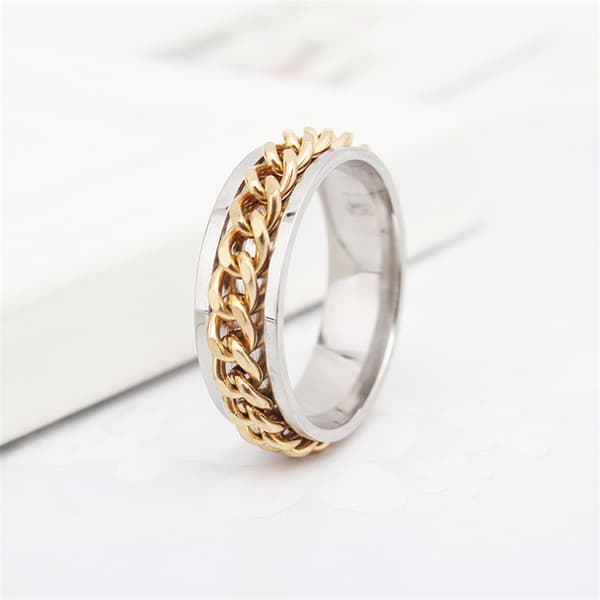 INF Antistressring med roterbart kjede Gull Size 10
