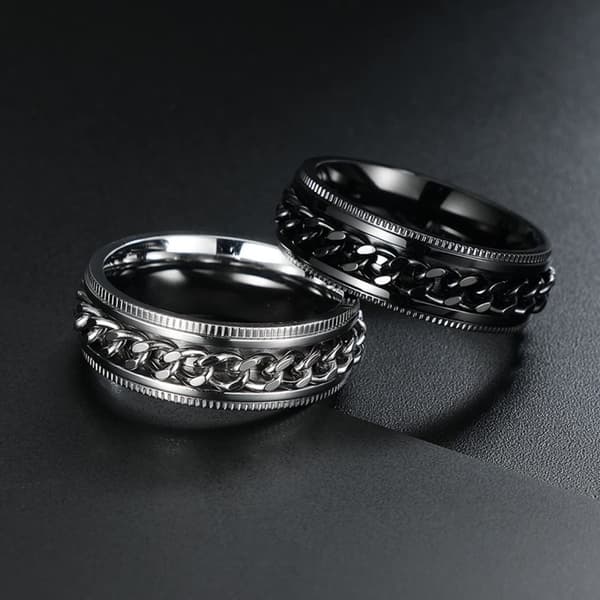 INF Antistressring med roterbart kjede Sølv Size 11