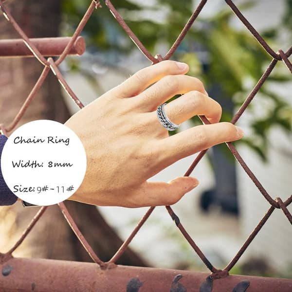 INF Antistressring med roterbart kjede Sølv Size 11