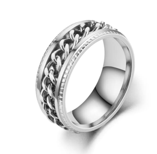 INF Antistressring med roterbart kjede Sølv Size 11