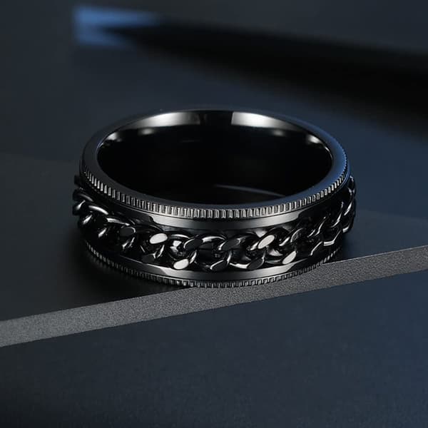 INF Anti-stress ring med drejelig kæde Sort 19 mm