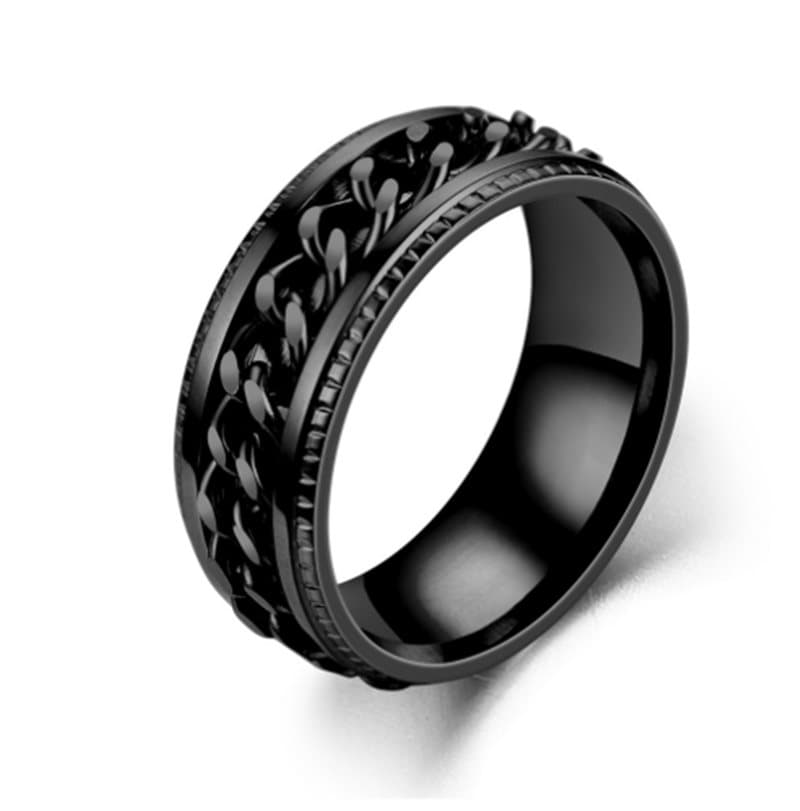 Antistressring med roterbart kjede Sort 19 mm