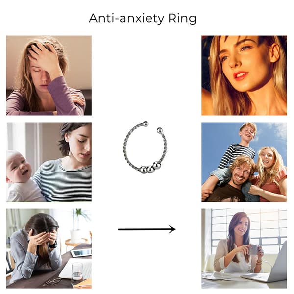 INF Säädettävät anti-stress-renkaat pyörivillä helmillä Hopea