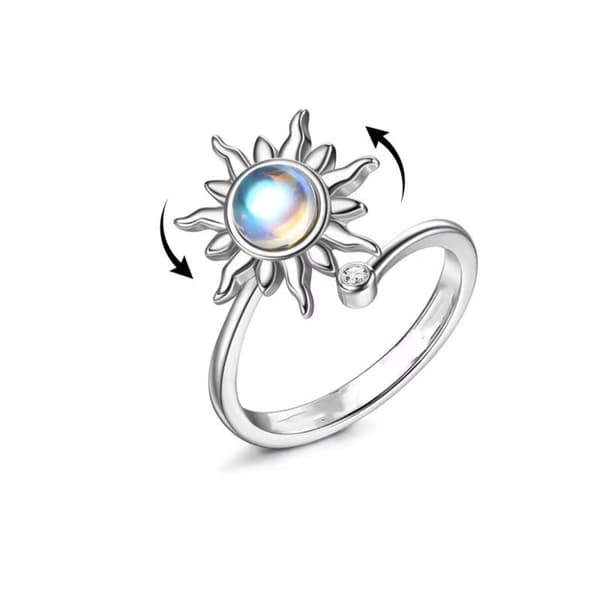 INF Justerbar anti-stress ring med drejelig blomst Sølv