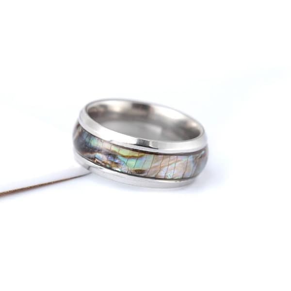Guldpläterad ring med pärlemor till män unik speciell design