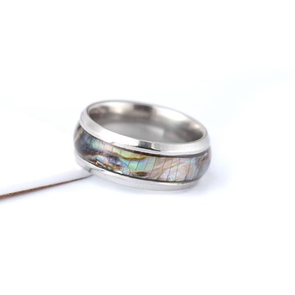 Guldpläterad ring med pärlemor till män unik speciell design