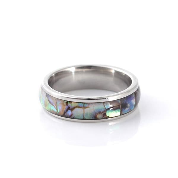 Guldpläterad ring med pärlemor till män unik speciell design