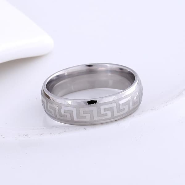 Classic silver & gold colored steel ring carved pattern orient