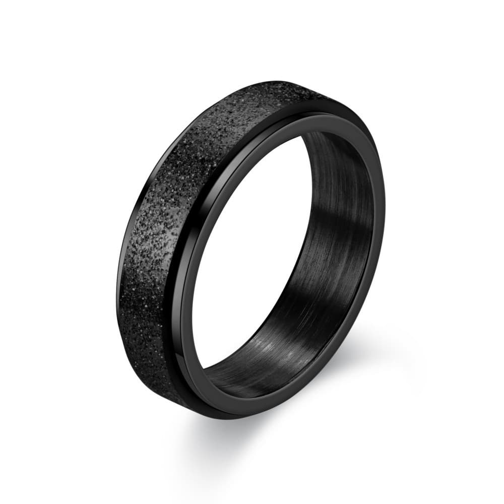 Antistressring i rustfritt stål med glatt design Sort